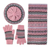 Fairisle Patterned Christmas Ladies Scarf Gloves and Beret Set - Pure Lambswool - Light Pink