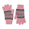 Fairisle Patterned Christmas Ladies Scarf Gloves and Beret Set - Pure Lambswool - Light Pink Gloves