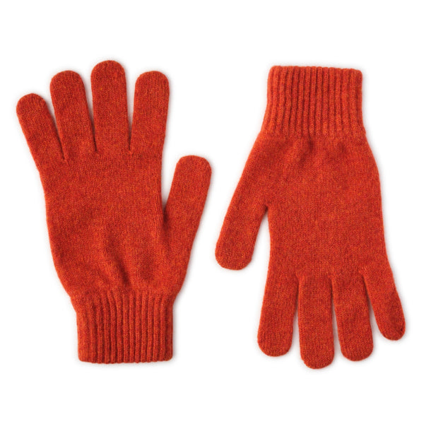 Lambswool Gloves - Mens Wool Gloves UK - Burnt Orange 