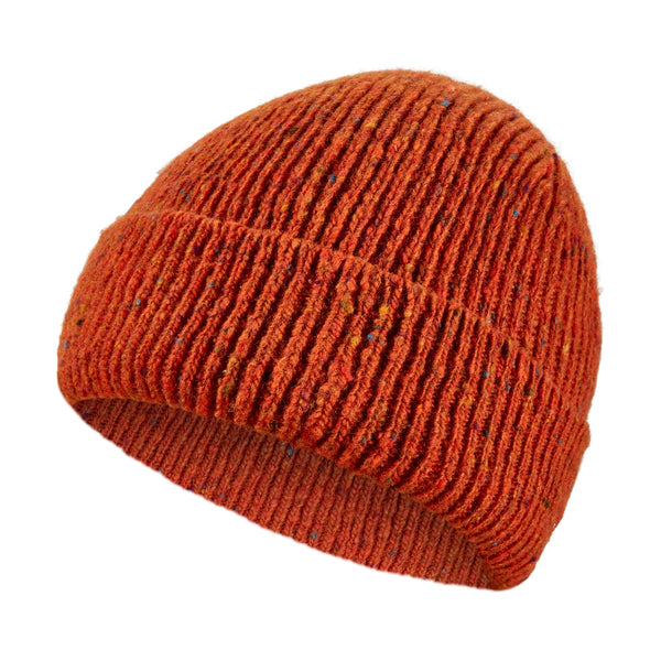 Colourful Chunky Beanie Hat | Unisex Knit hat |  Donegal Wool in Burnt Orange | The Cashmere Choice